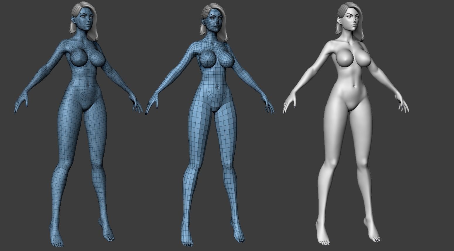 Stylized Heroic female  3D model_3