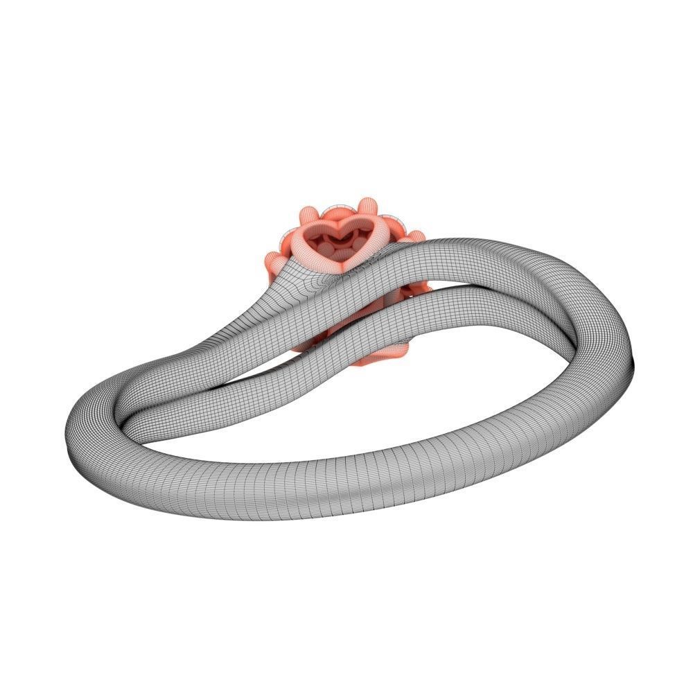 Heart Engagement ring 3D print model_8