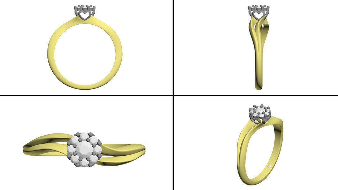 Heart Engagement ring 3D print model_5