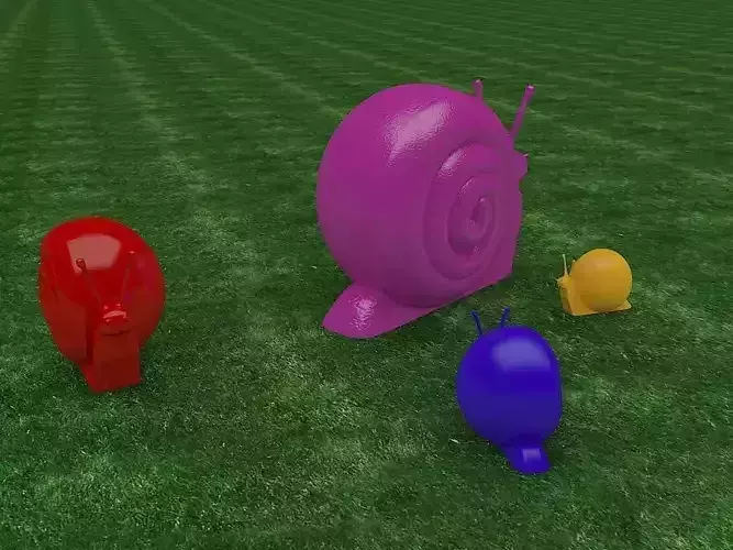 Snail group of colorful snails in grass