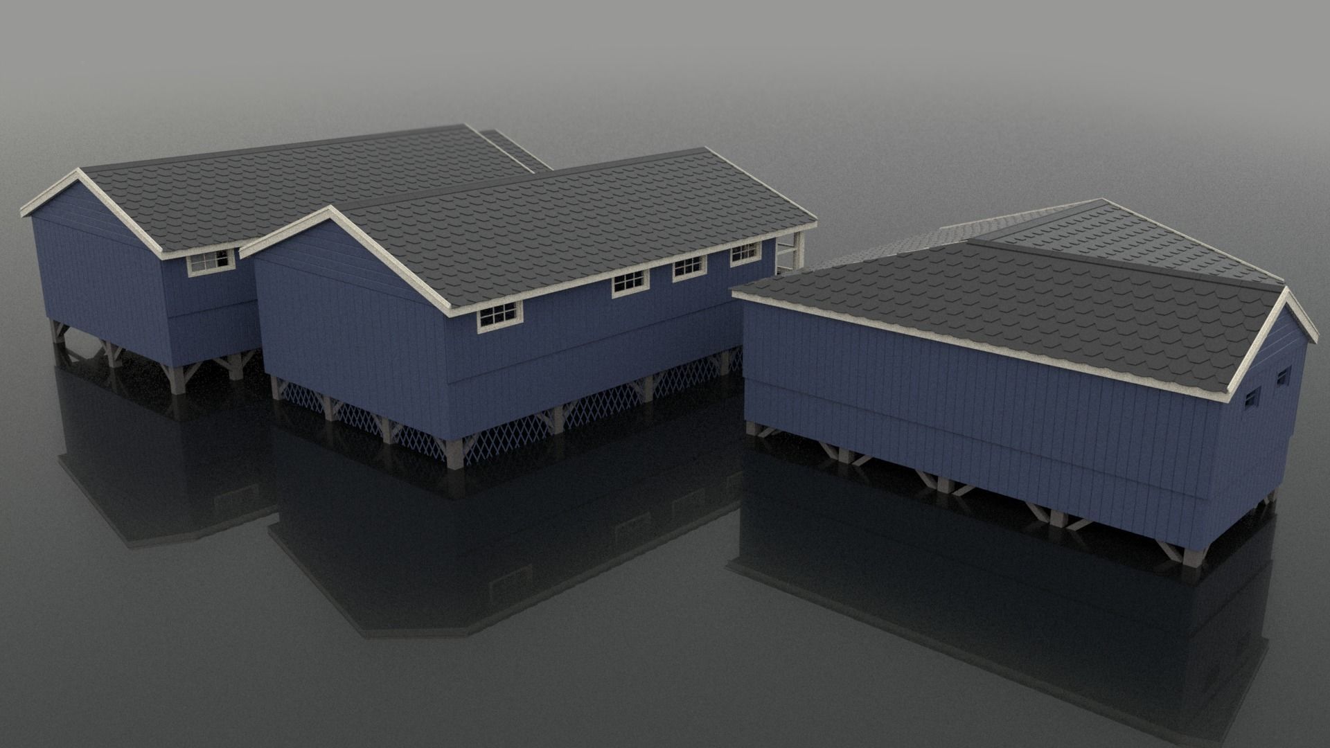 Summer Camp Bunks Sea side cabin 3D model_4