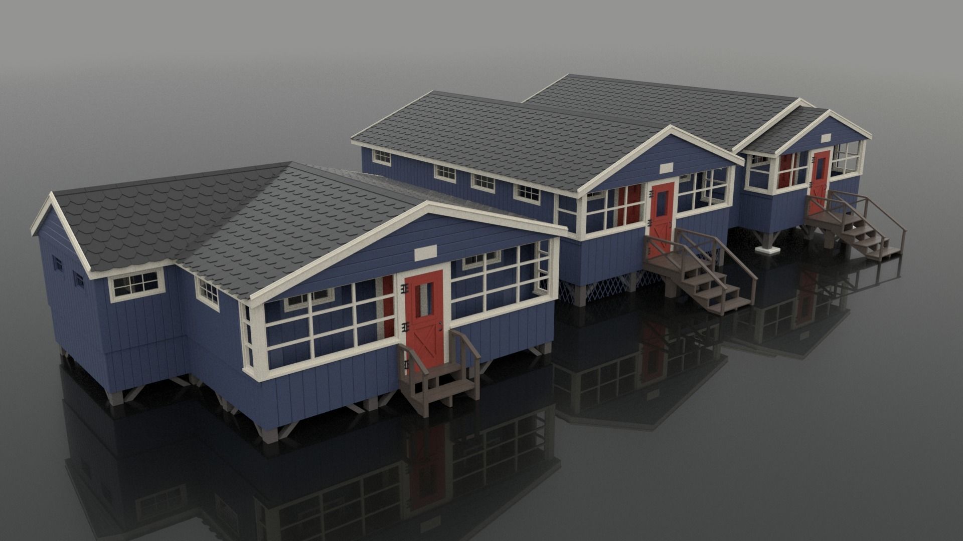 Summer Camp Bunks Sea side cabin 3D model_1