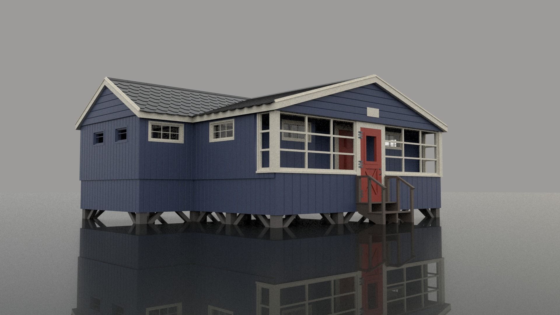 Summer Camp Bunks Sea side cabin 3D model_5