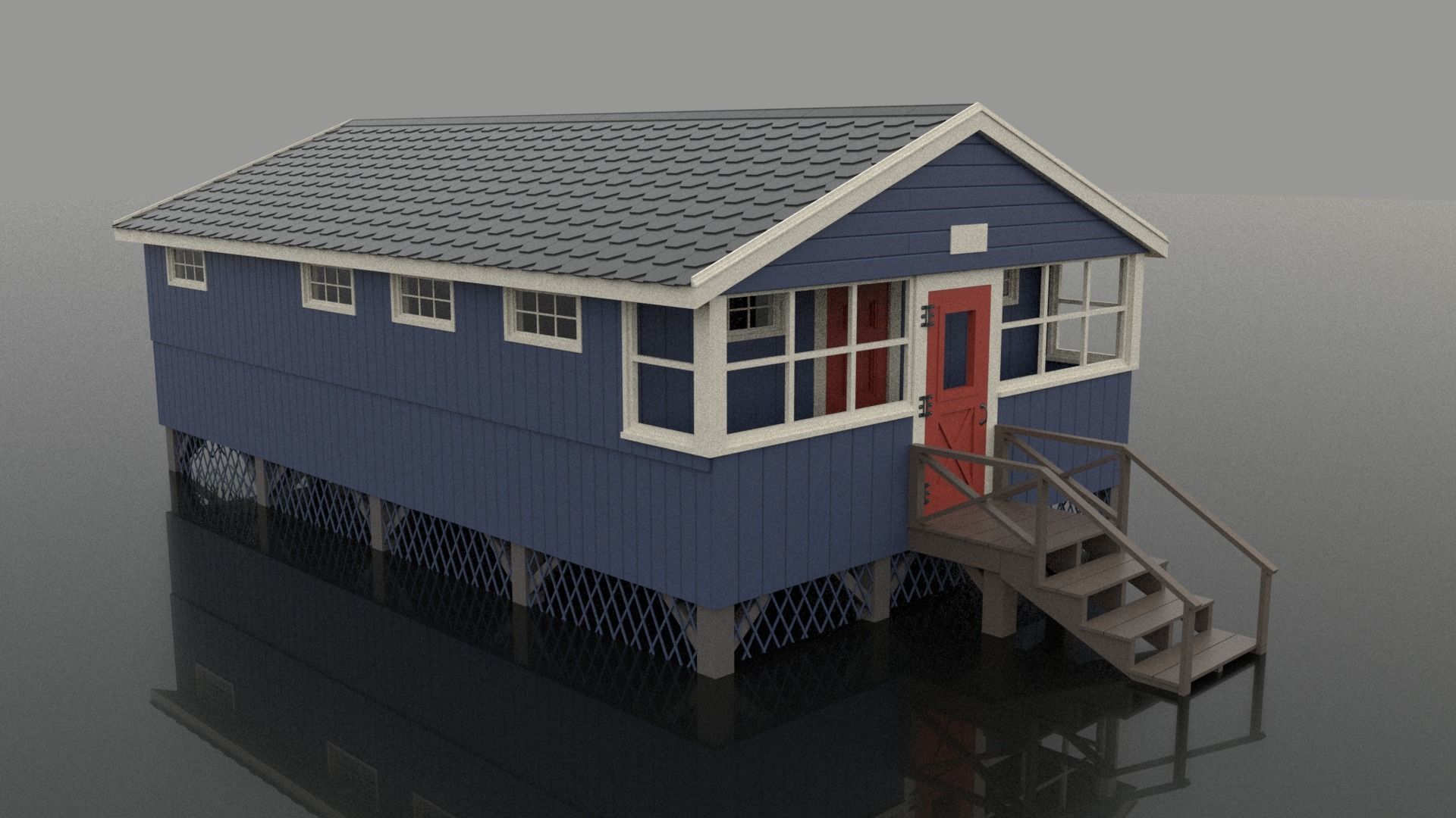 Summer Camp Bunks Sea side cabin 3D model_8