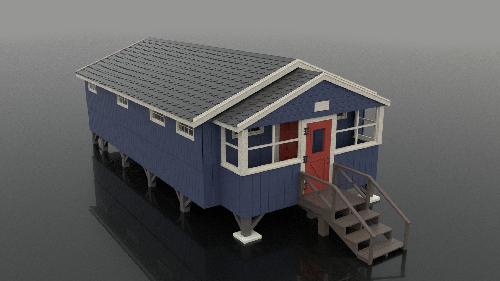 Summer Camp Bunks Sea side cabin 3D model_11