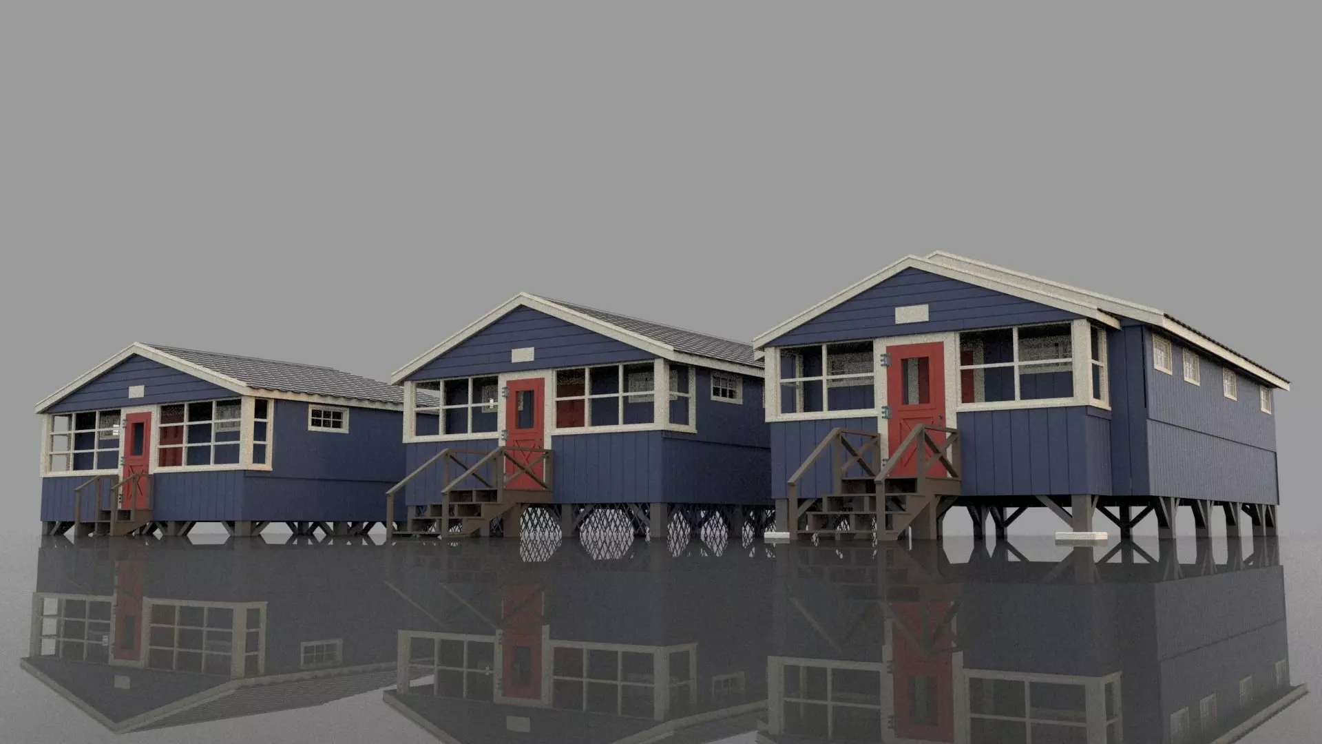 Summer Camp Bunks Sea side cabin 3D model_0