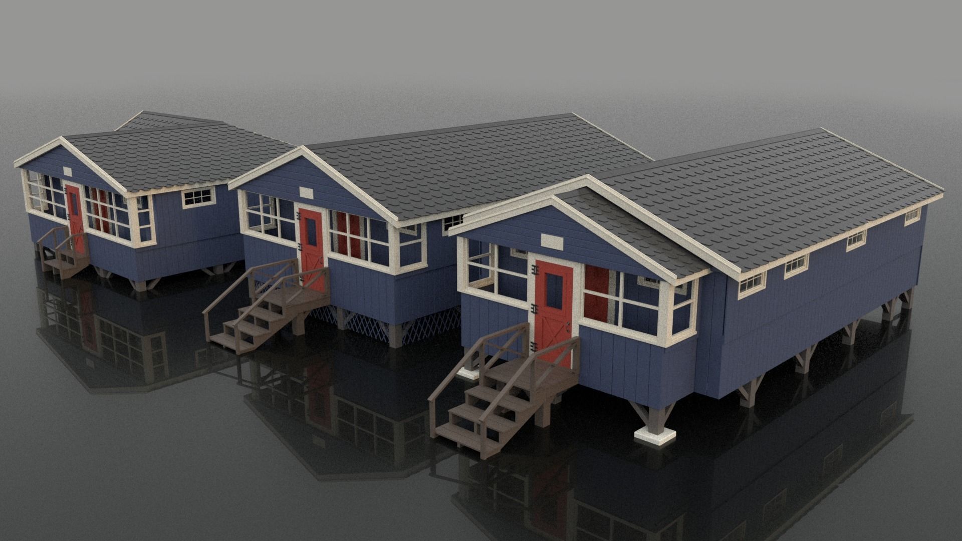 Summer Camp Bunks Sea side cabin 3D model_2