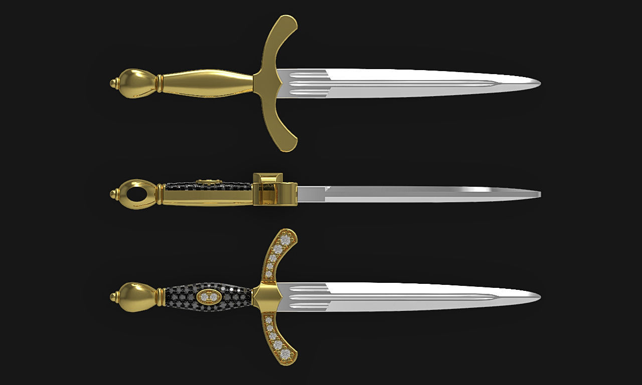 Sword 3d model for print mens pendant necklace 3dm stl file 3D print model_2