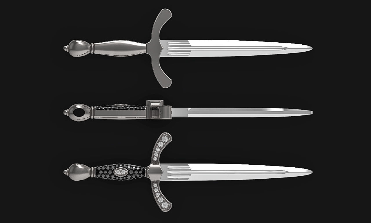 Sword 3d model for print mens pendant necklace 3dm stl file 3D print model_4