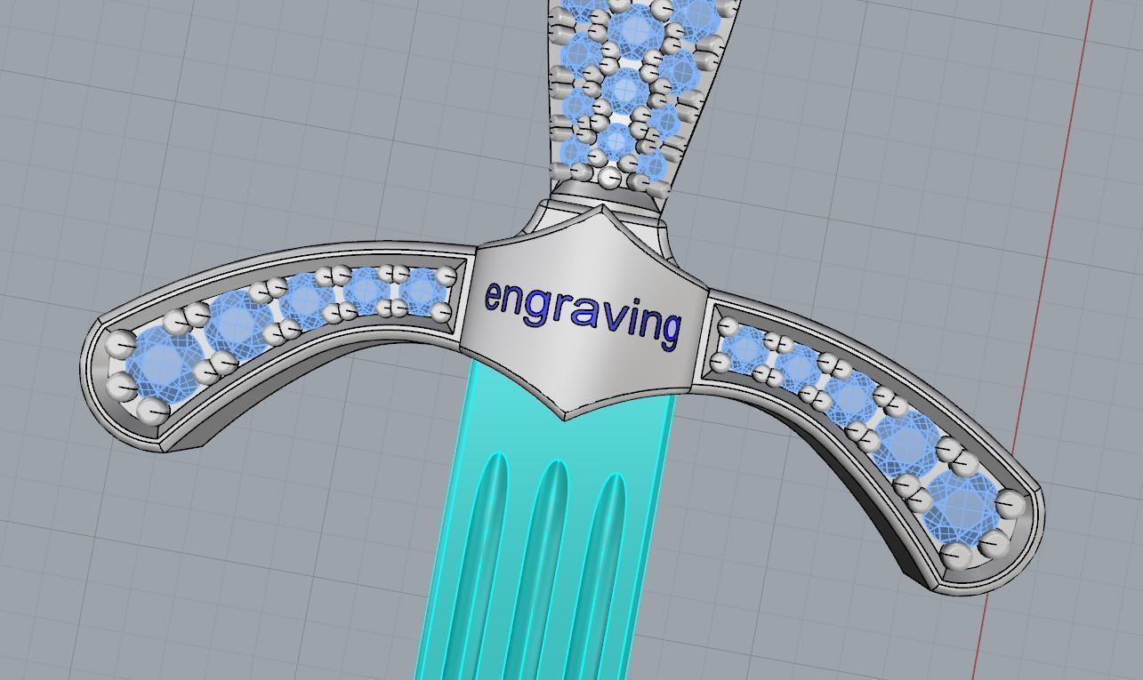 Sword 3d model for print mens pendant necklace 3dm stl file 3D print model_11