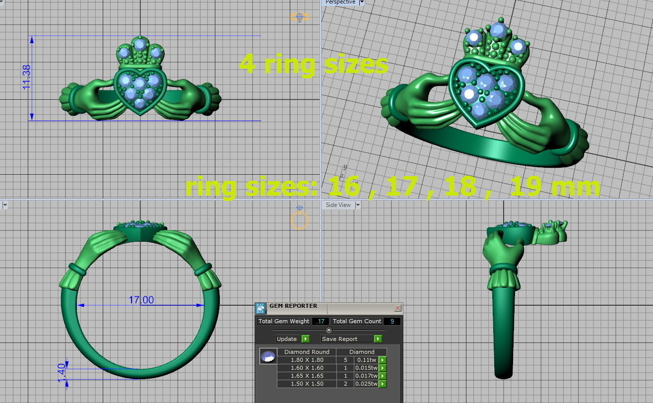 Claddagh Engagement ring Irish ring 3d print model 3D print model_3