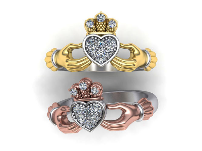 Claddagh Engagement ring Irish ring 3d print model 3D print model