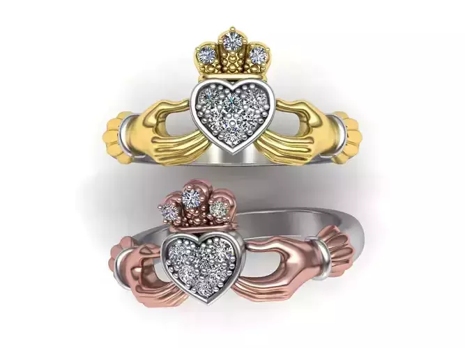 Claddagh Engagement ring Irish ring 3d print model