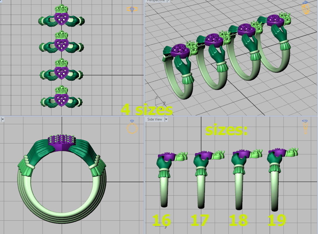 Claddagh Engagement ring Irish ring 3d print model 3D print model_4