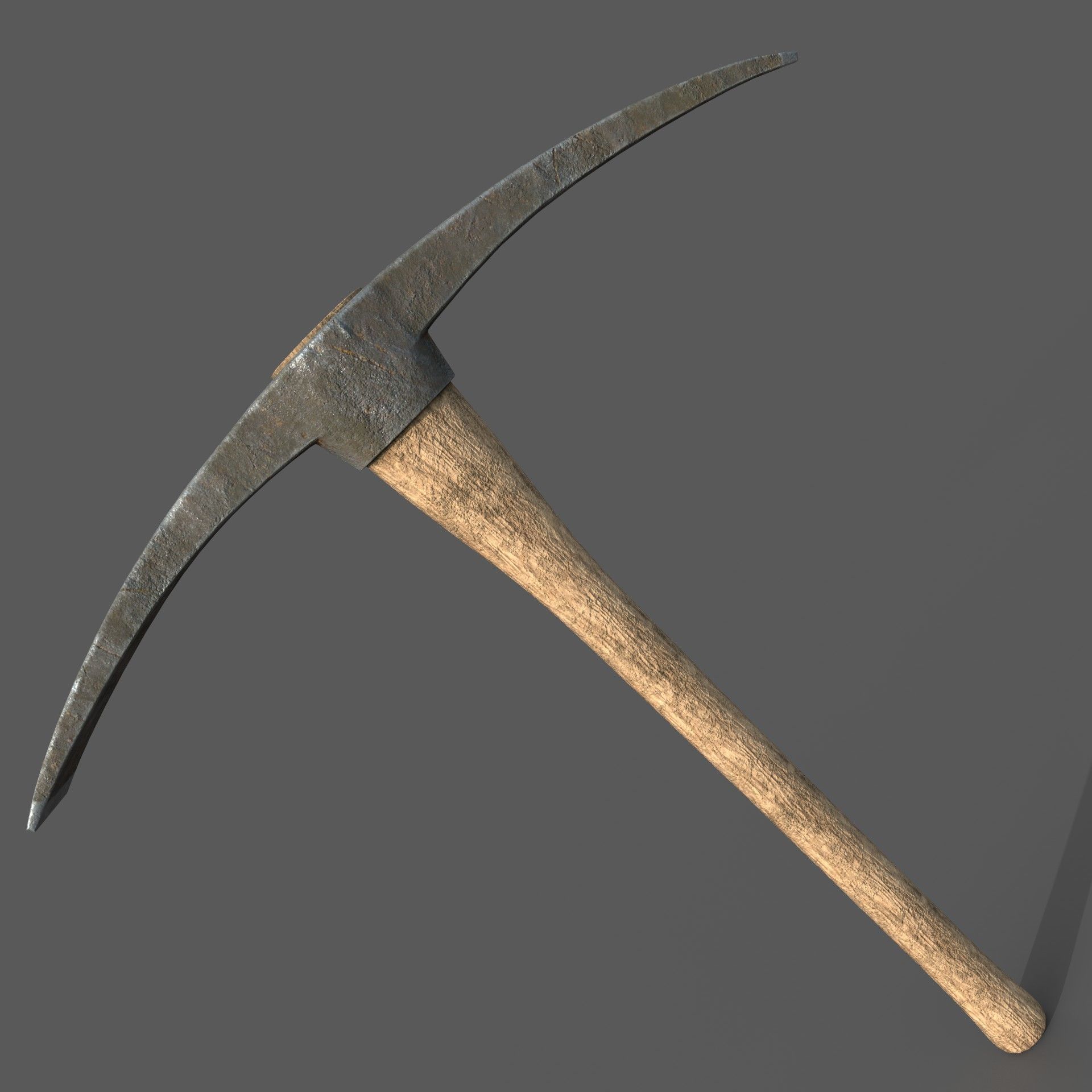 PBR Pickaxe hammer with wooden handle Low-poly 3D model_1