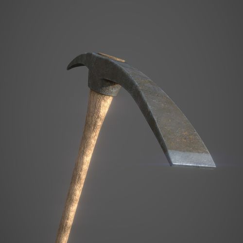PBR Pickaxe hammer with wooden handle Low-poly 3D model
