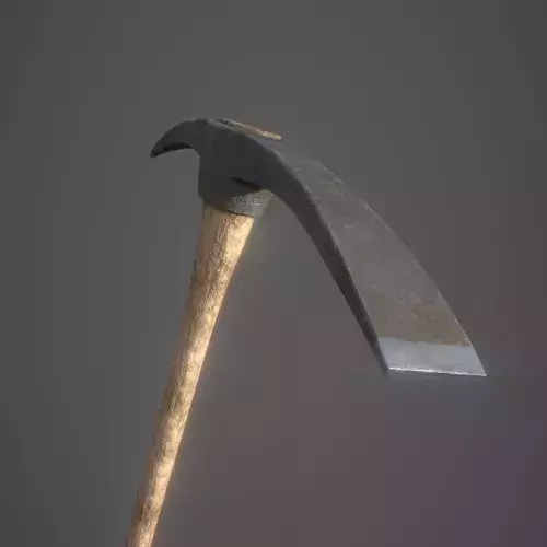 PBR Pickaxe hammer with wooden handle Low-poly 3D model