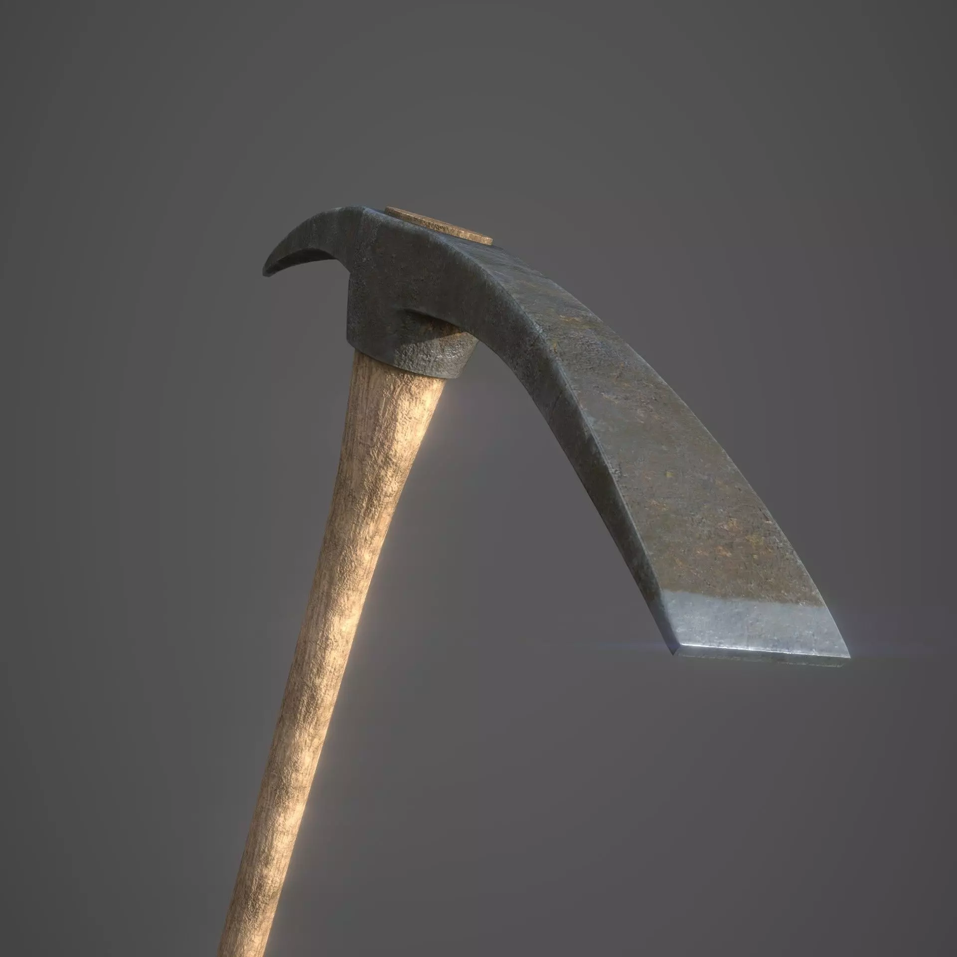 PBR Pickaxe hammer with wooden handle Low-poly 3D model_0