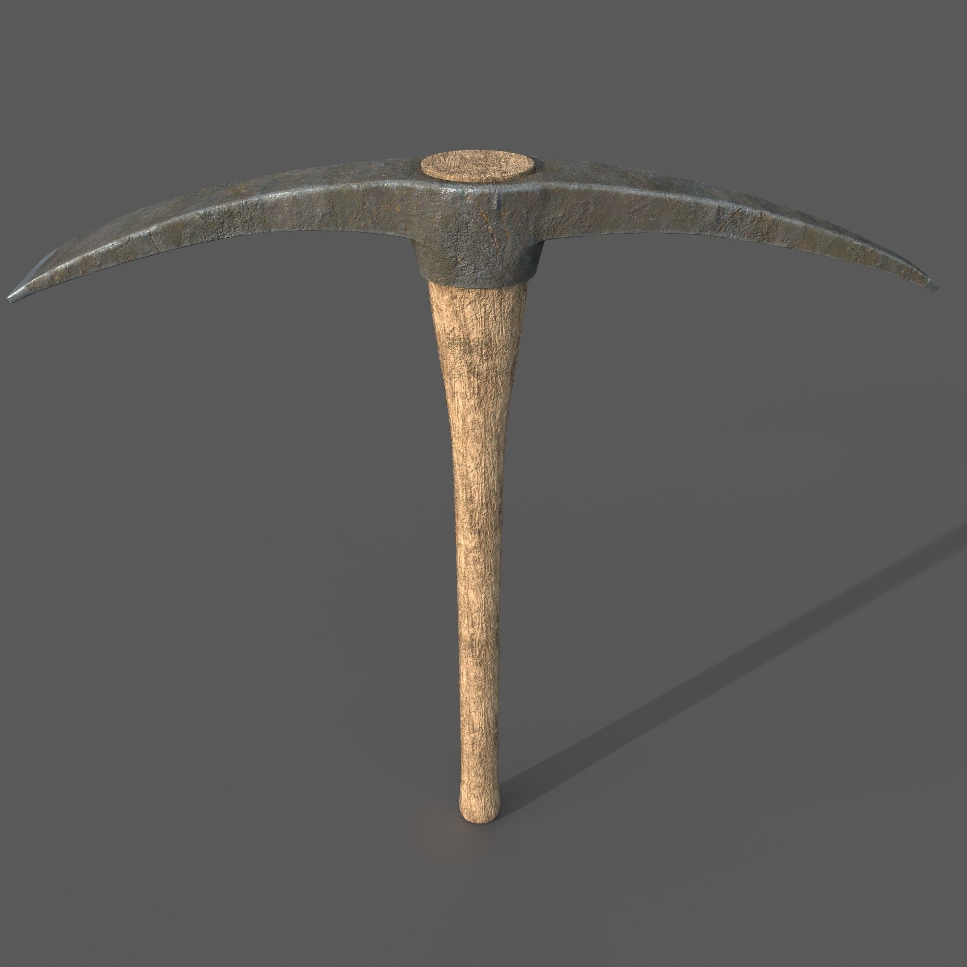 PBR Pickaxe hammer with wooden handle Low-poly 3D model_2