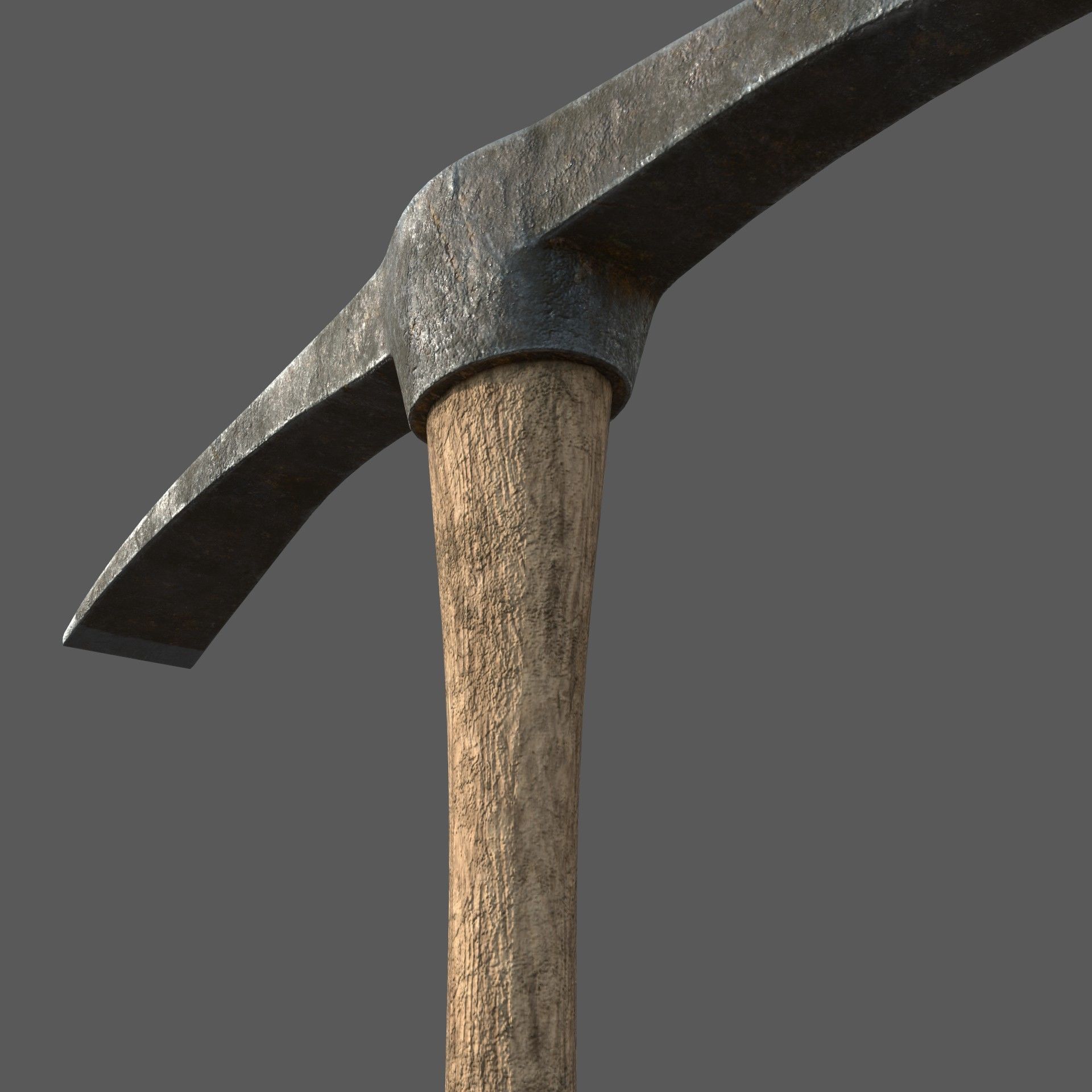 PBR Pickaxe hammer with wooden handle Low-poly 3D model_3
