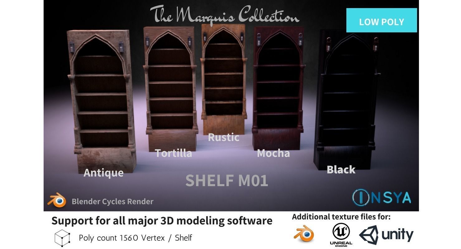 Shelf M01 - The Marquis Collection Low-poly 3D model_1
