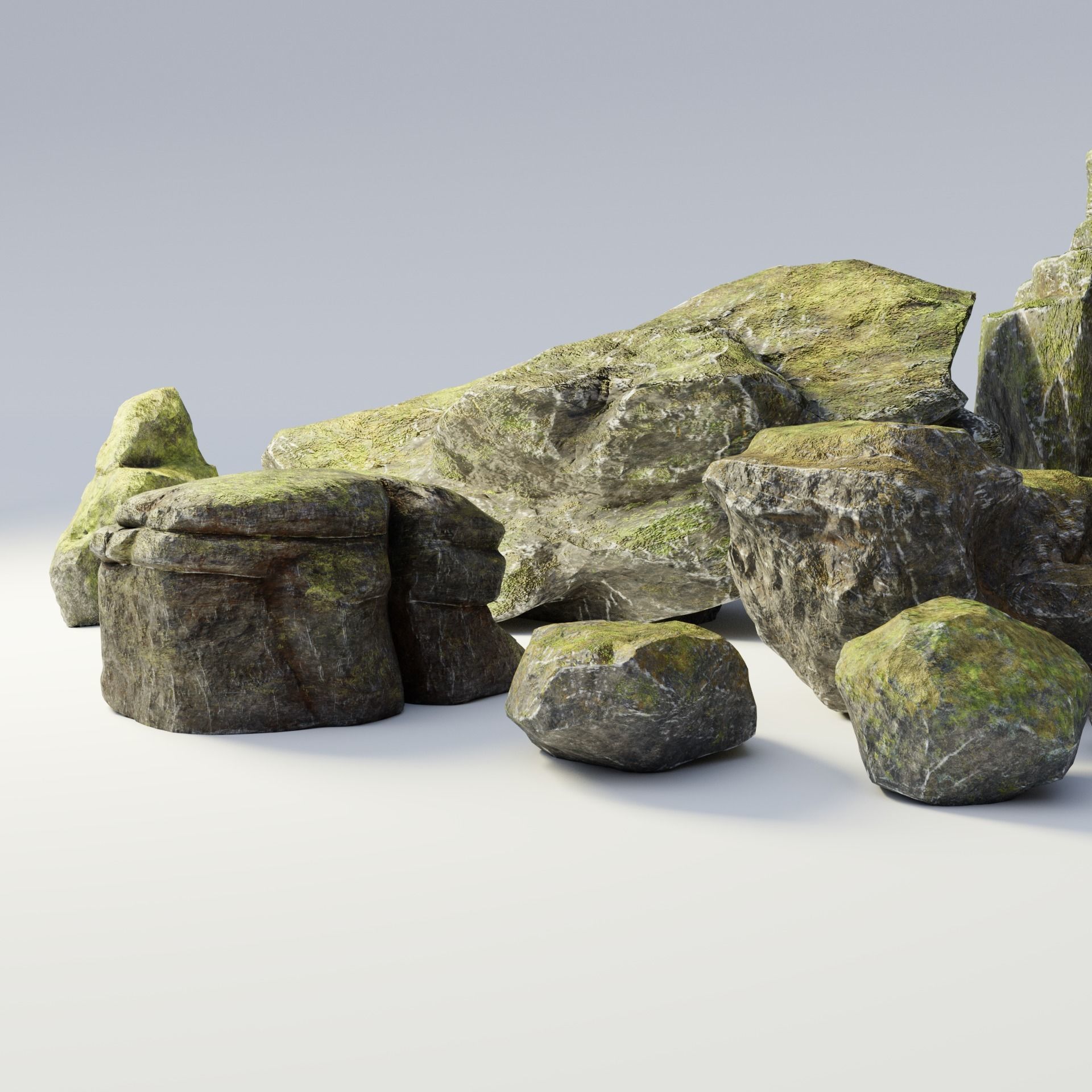 Granite Rock Pack Low-poly 3D model_6