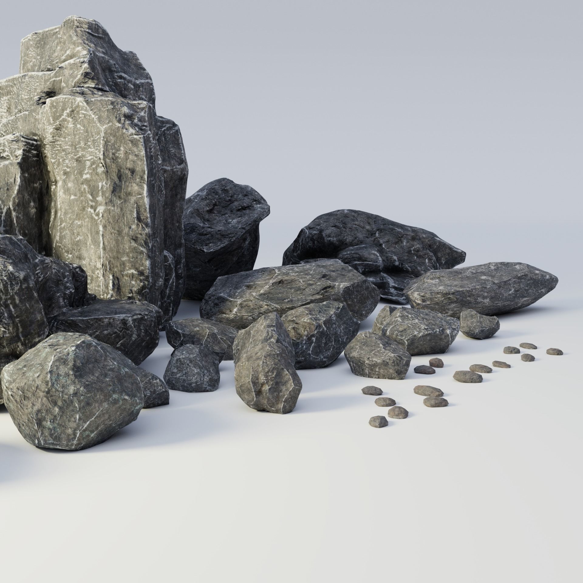 Granite Rock Pack Low-poly 3D model_2
