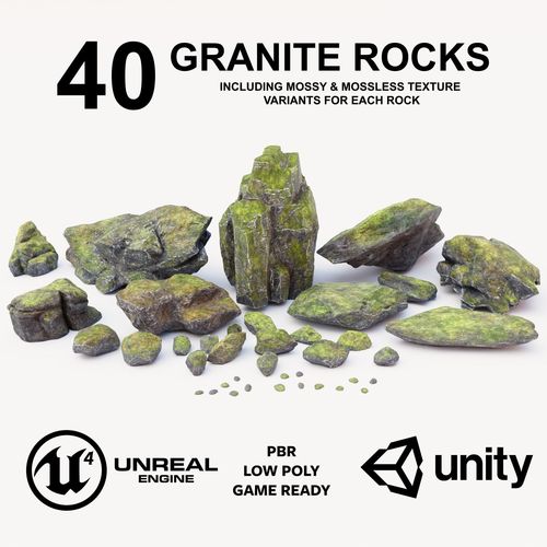 Granite Rock Pack Low-poly 3D model