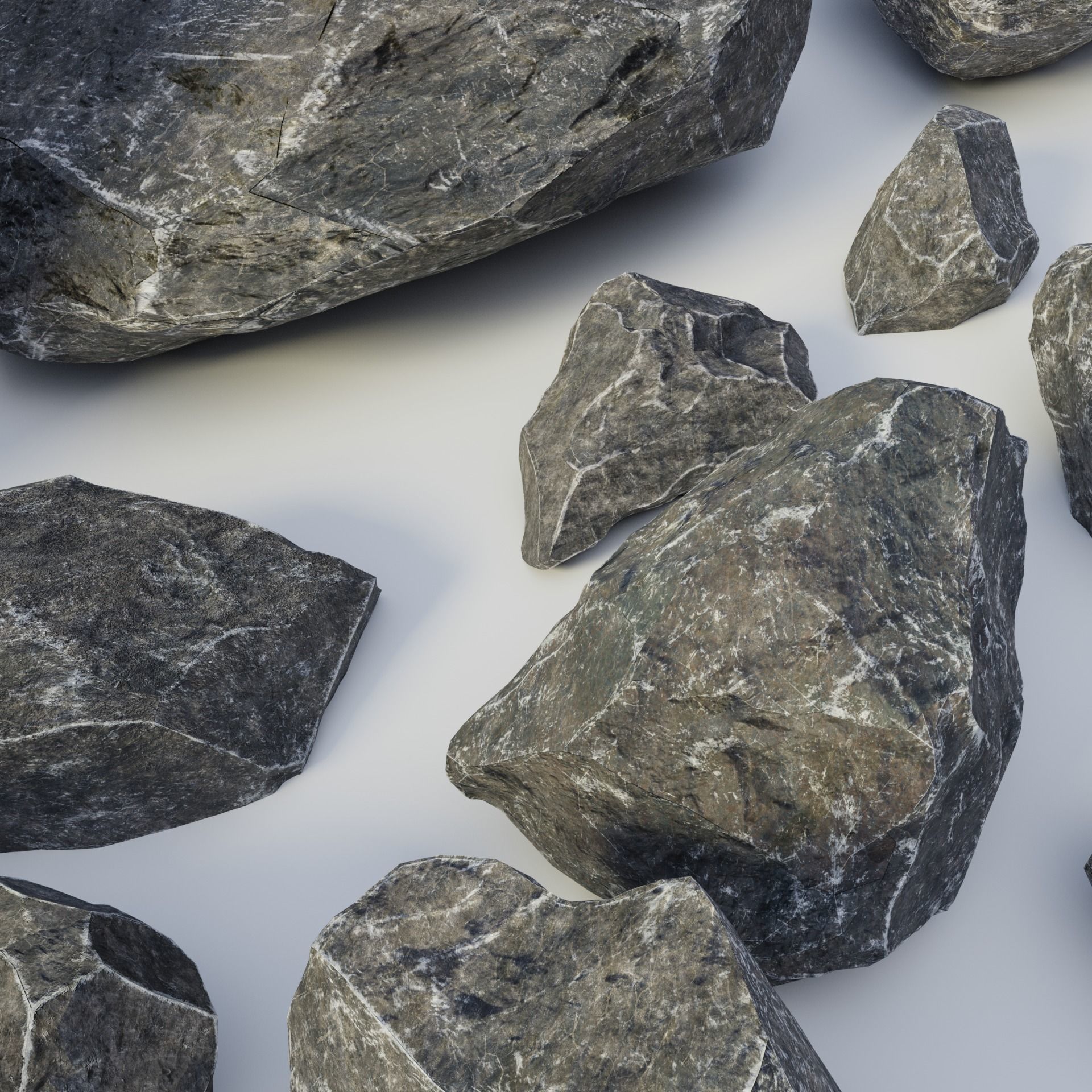 Granite Rock Pack Low-poly 3D model_4