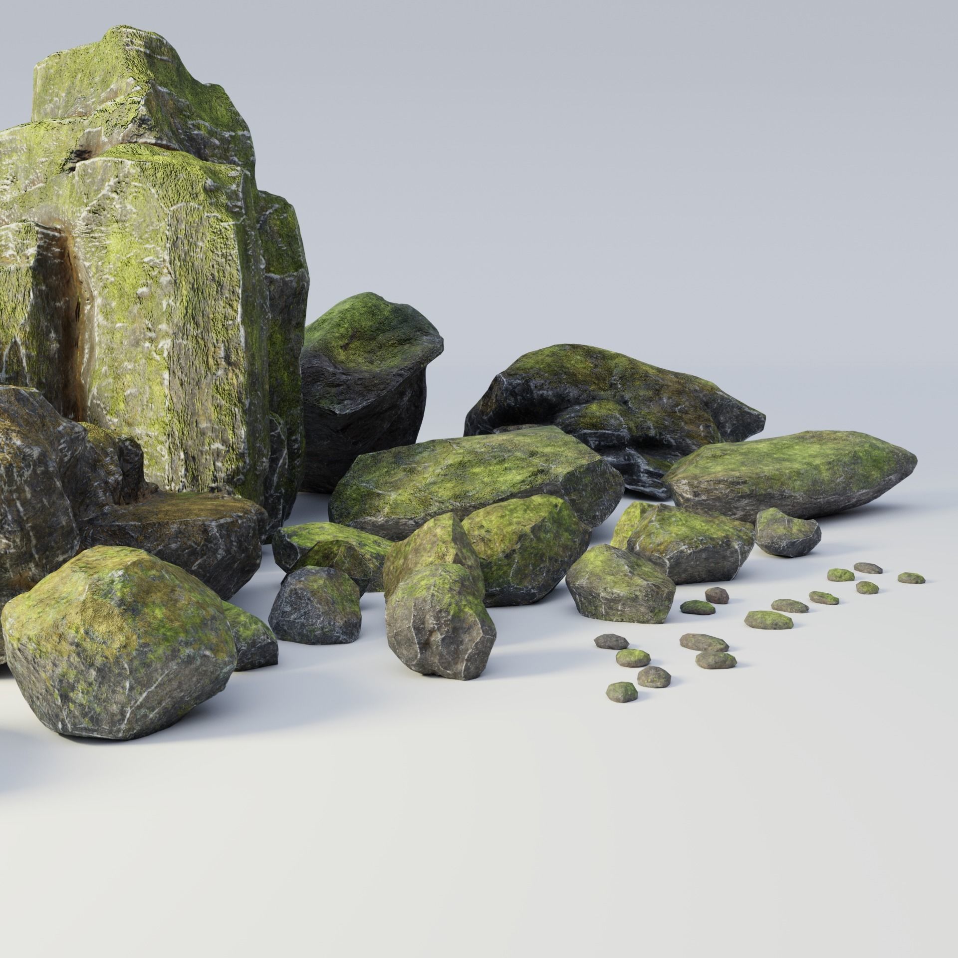 Granite Rock Pack Low-poly 3D model_1
