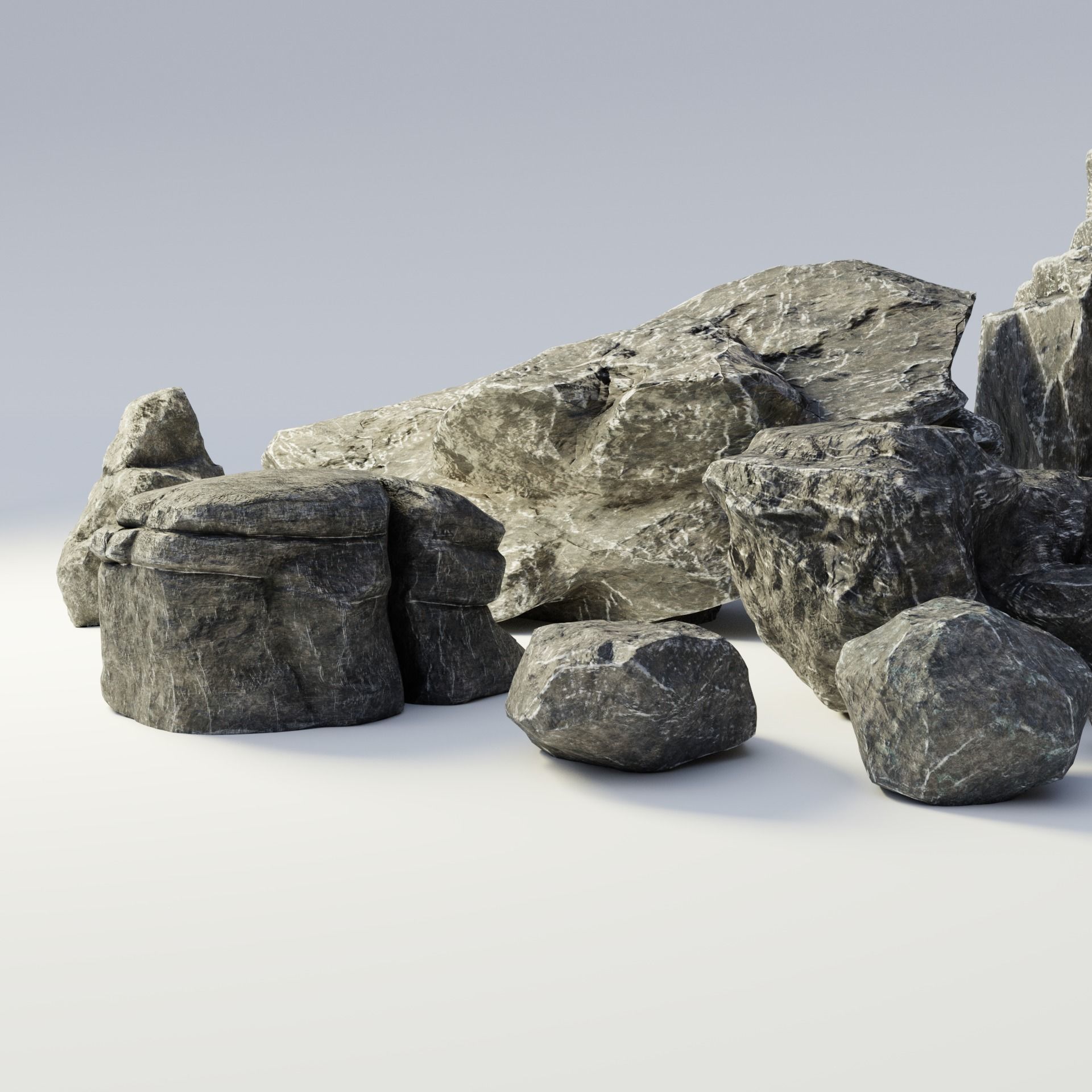 Granite Rock Pack Low-poly 3D model_7