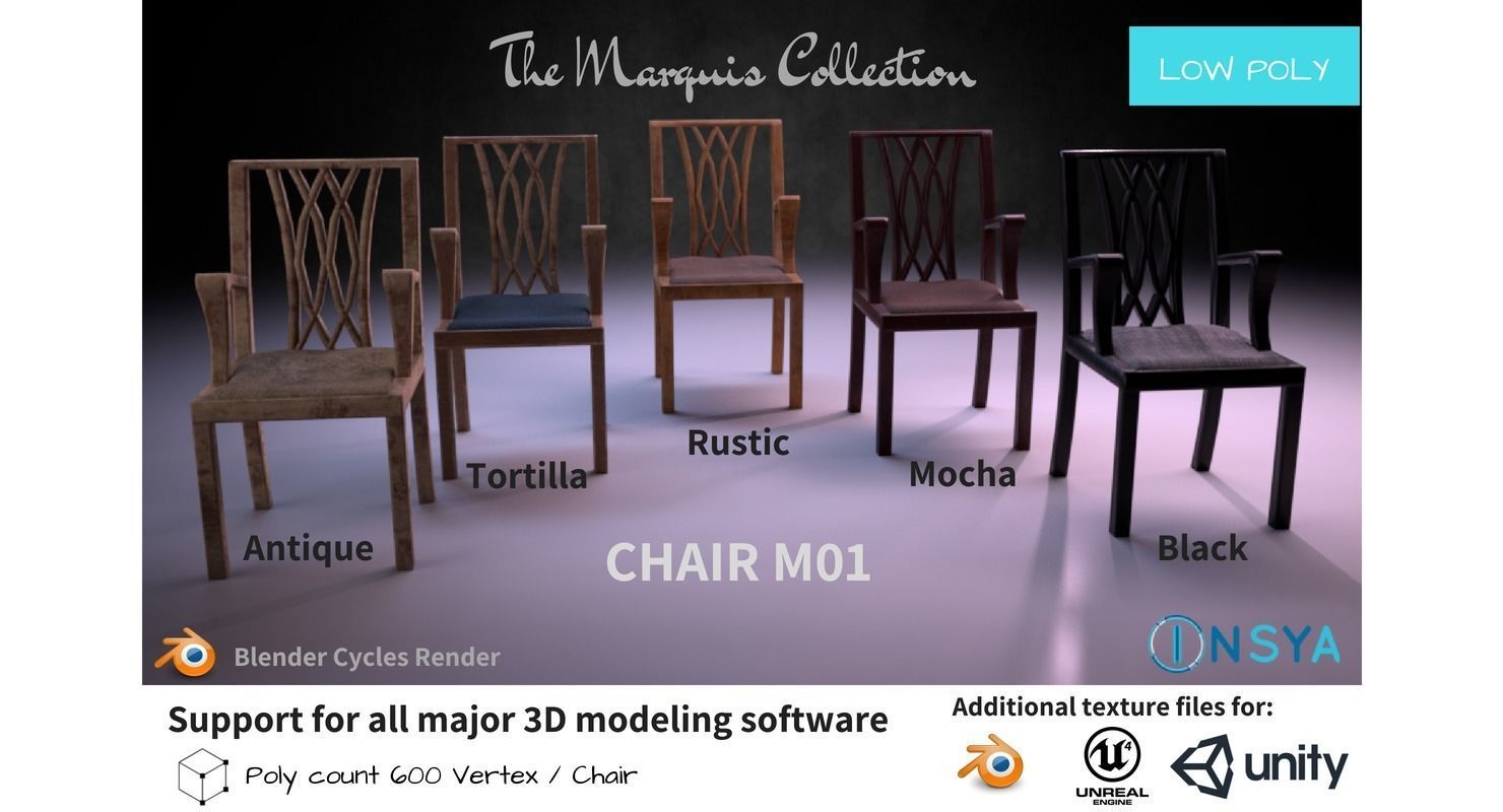 Chair M01 - The Marquis Collection Low-poly 3D model_1