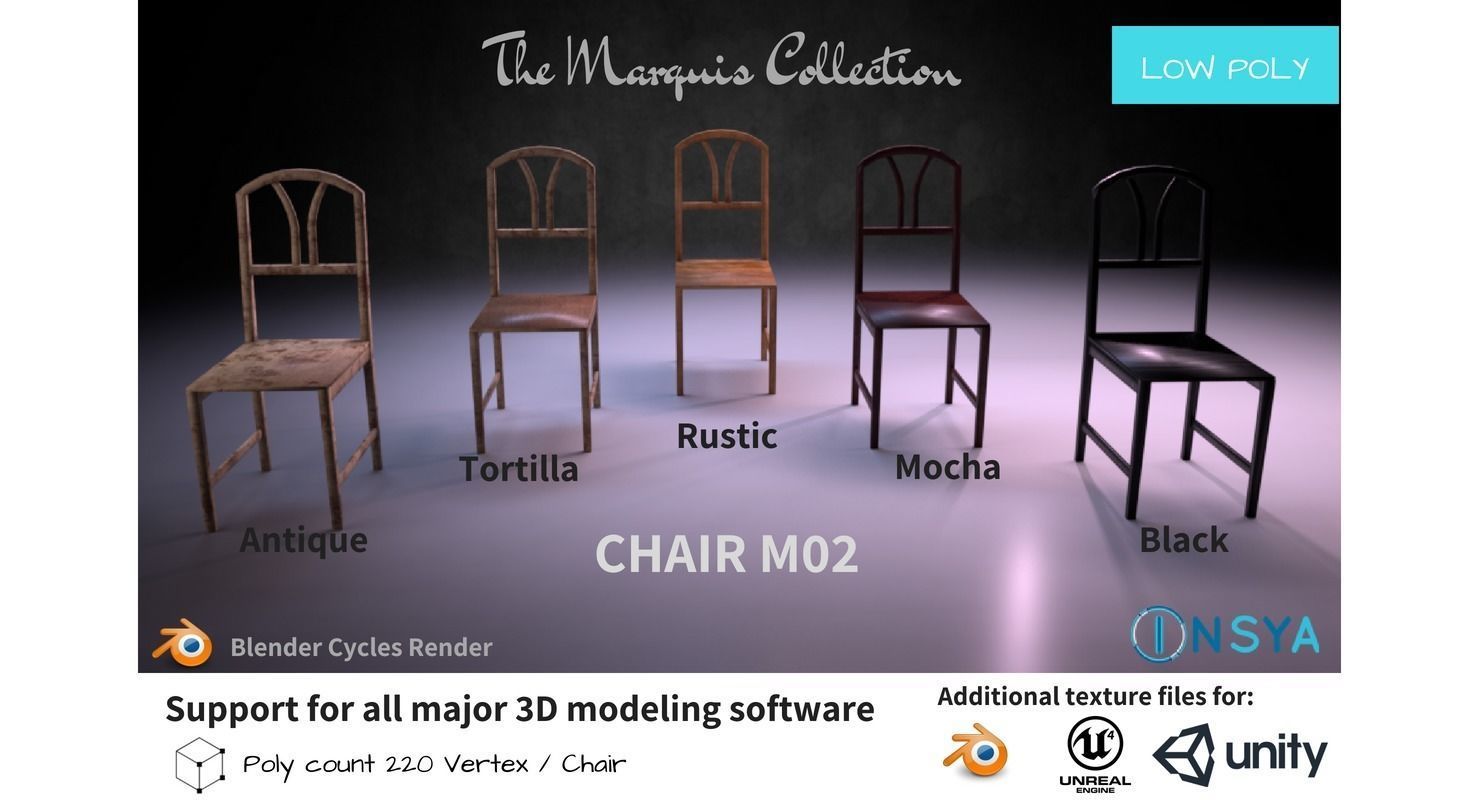 Chair M02 - The Marquis Collection Low-poly 3D model_1