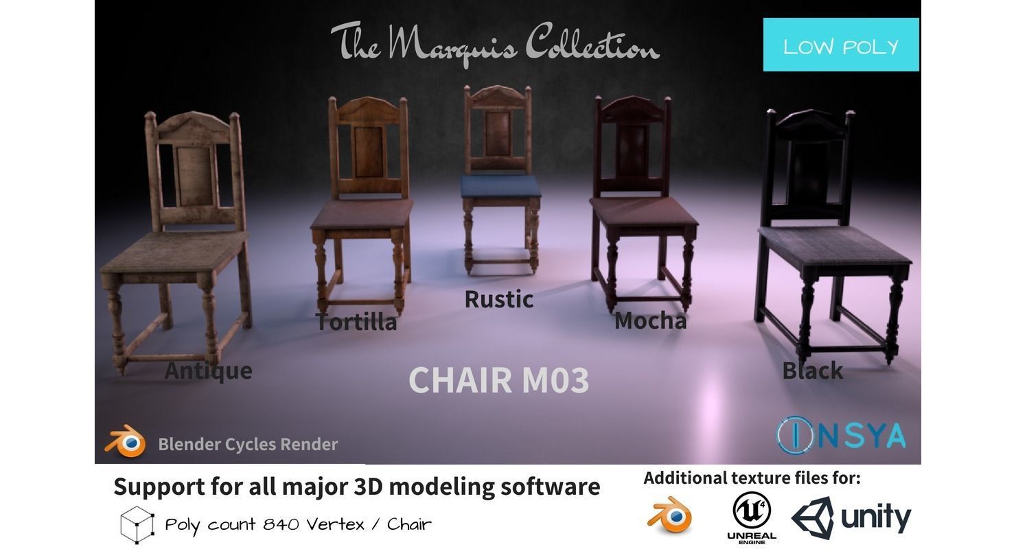 Chair M03 - The Marquis Collection Low-poly 3D model_1