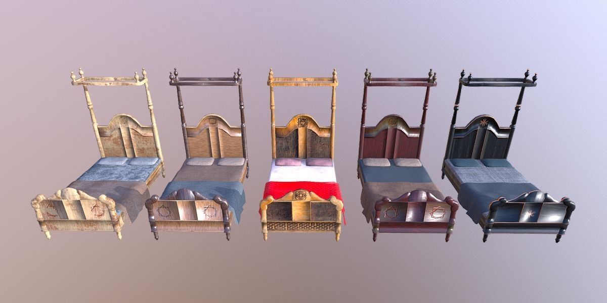 Bed M01 - The Marquis Collection Low-poly 3D model_4