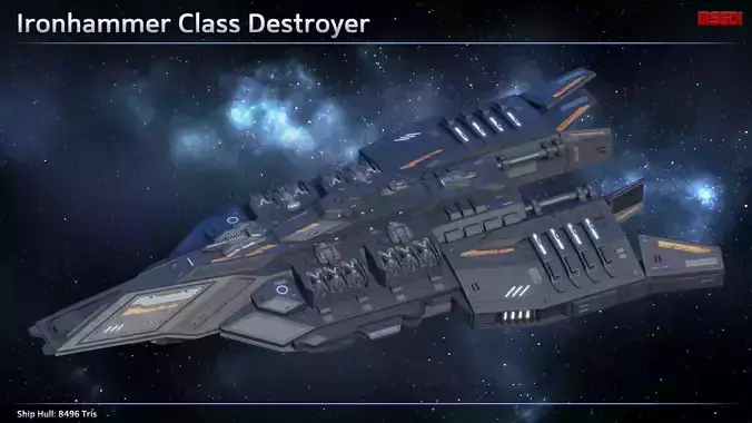 Spaceship Destroyer Ironhammer Low-poly 3D model