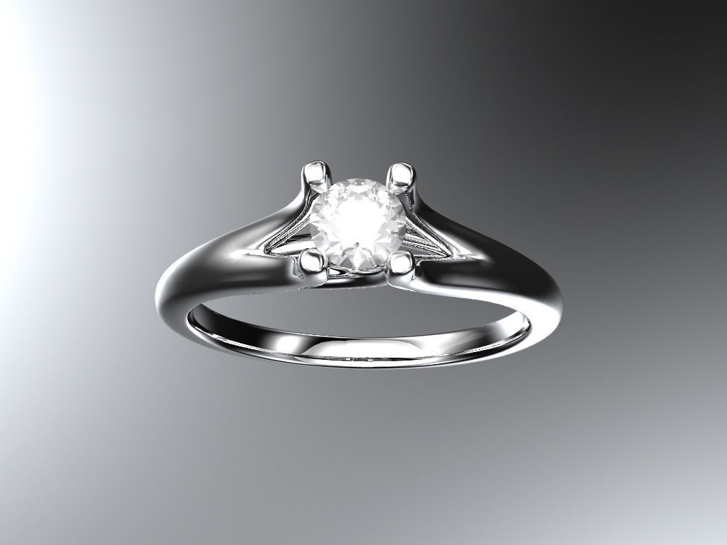 Solitaire engagement ring - quarter carat 3D print model_1