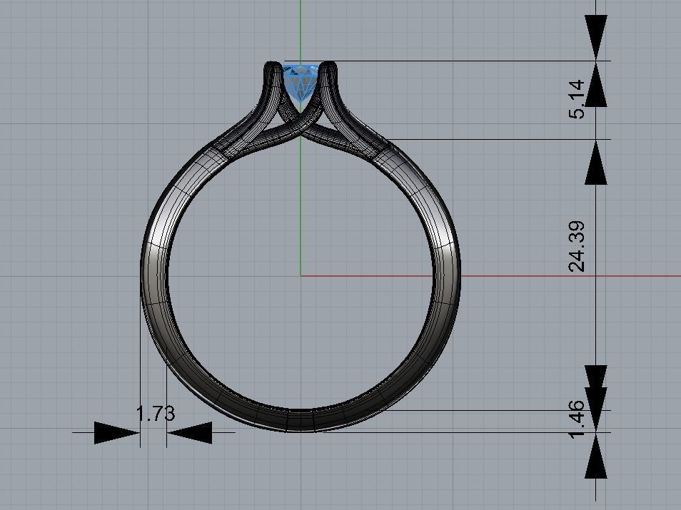 Solitaire engagement ring - quarter carat 3D print model_6