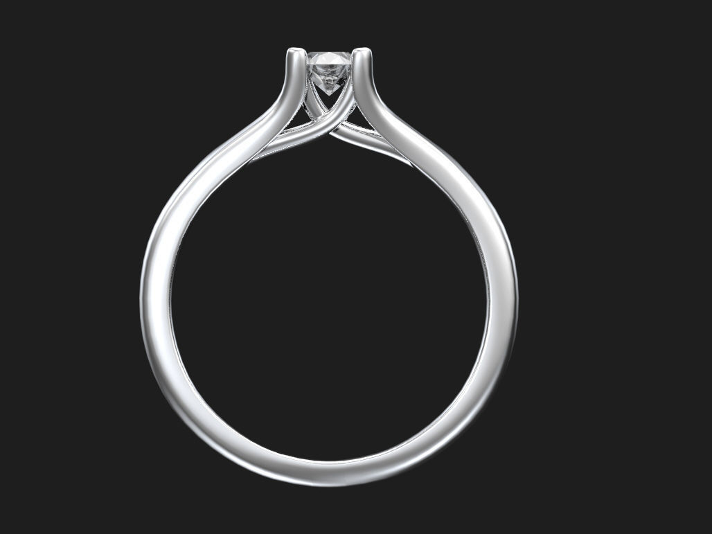 Solitaire engagement ring - quarter carat 3D print model_3