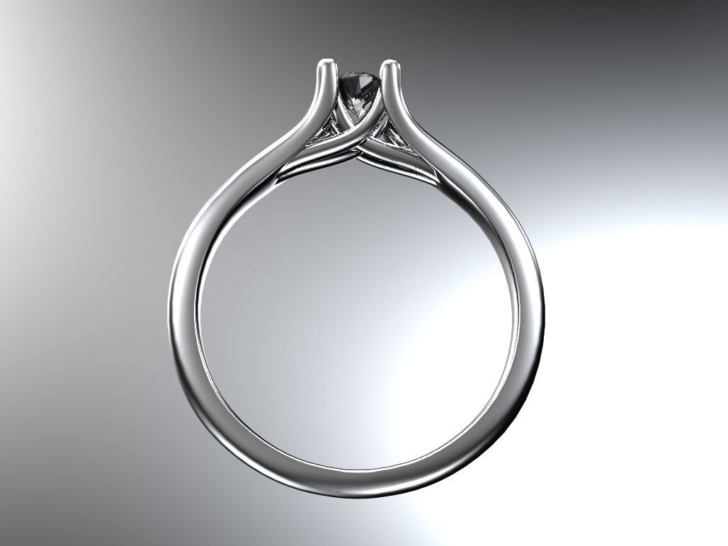 Solitaire engagement ring - quarter carat 3D print model_2