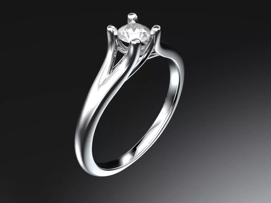 Solitaire engagement ring - quarter carat 3D print model_0