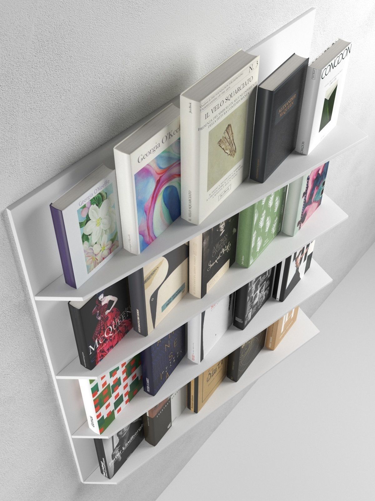 Books Set 6 shelf with 3D model_2
