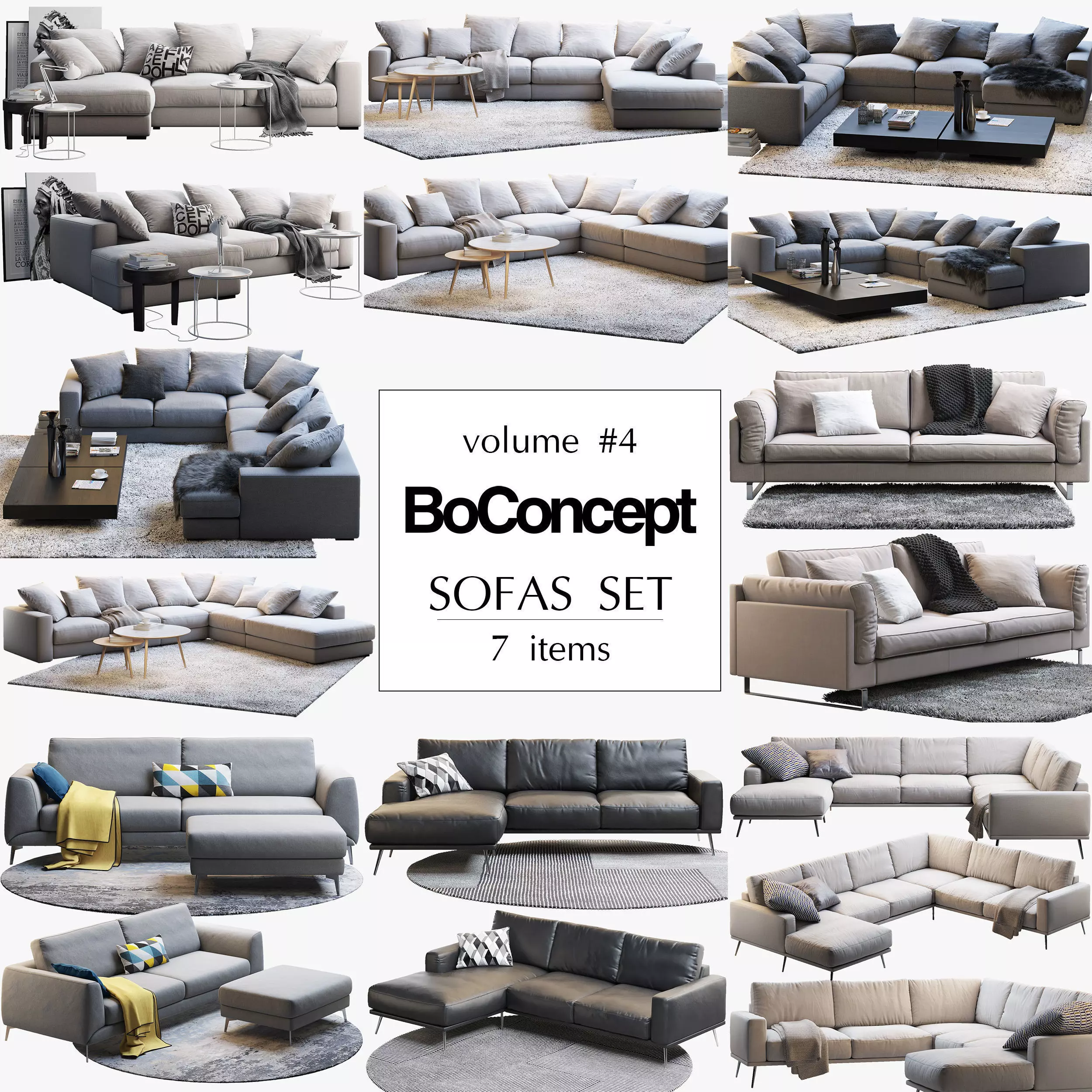 Boconcept 7 sofas set 3D model_0