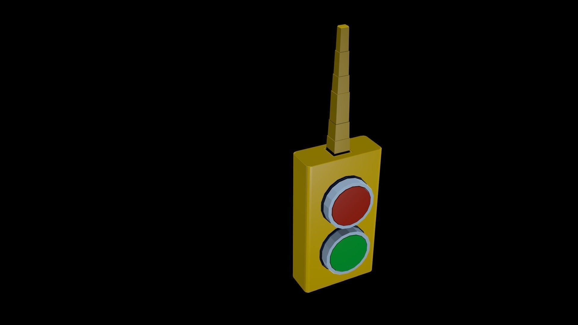 Low poly remote on  buttons Low-poly 3D model_1