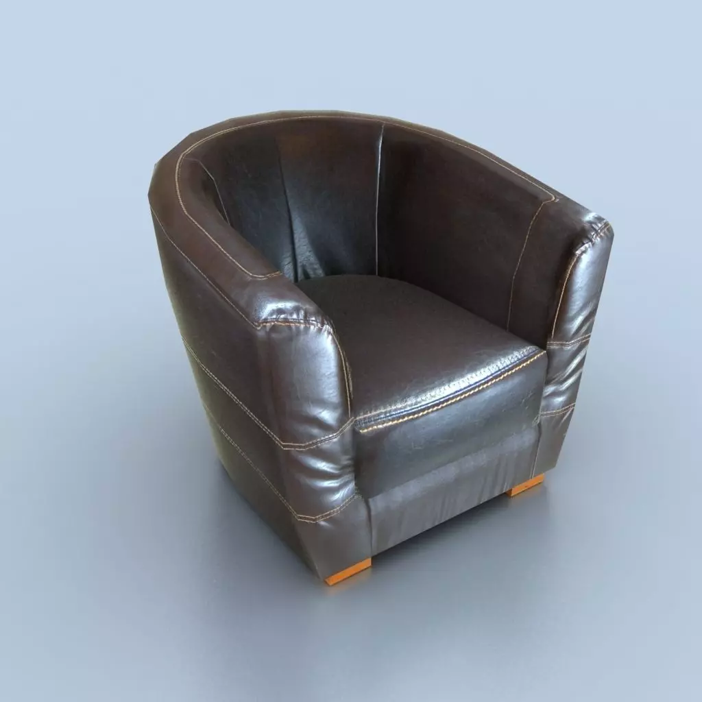 Single-Seat Leather Armchair Low-poly 3D model