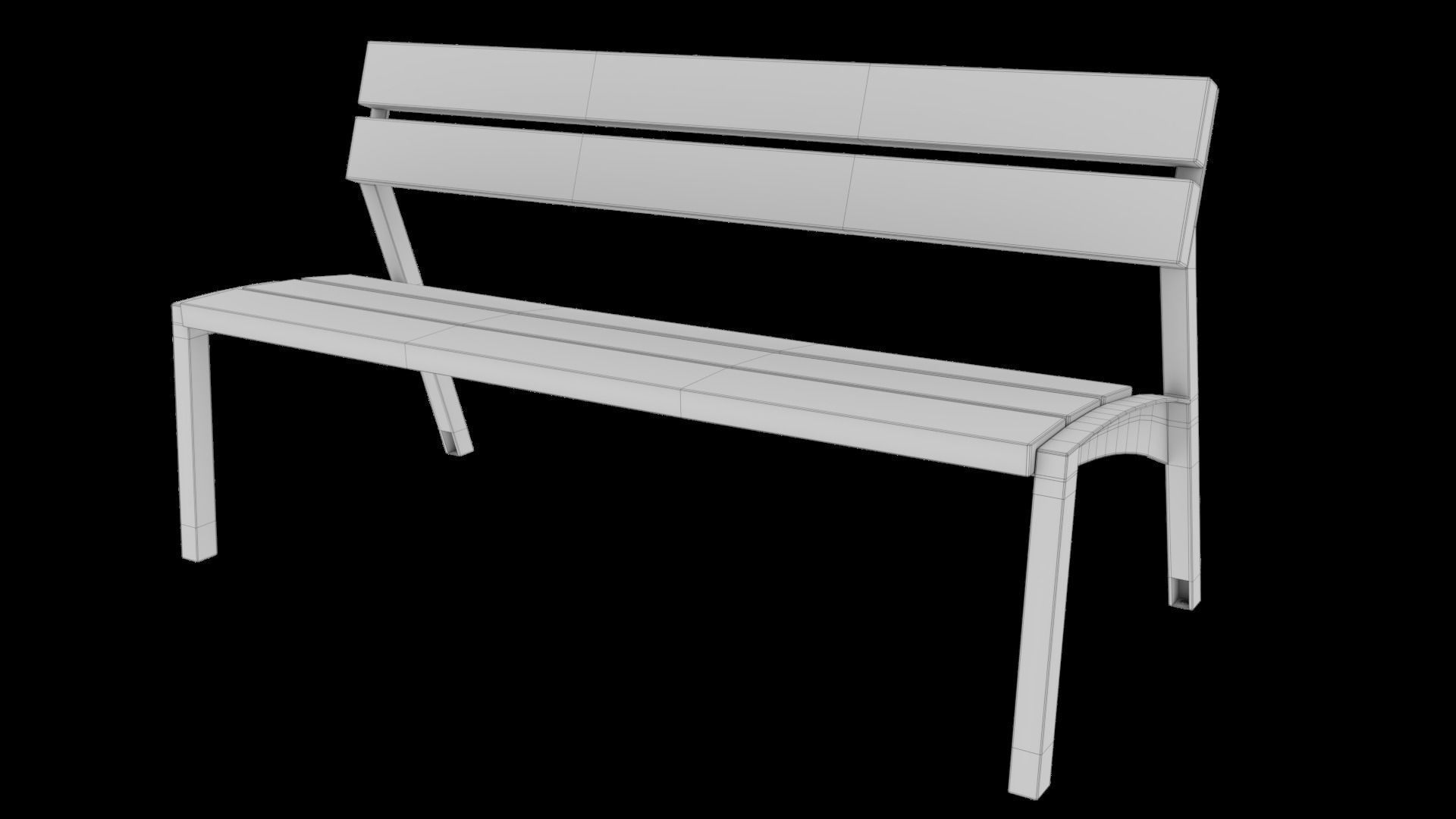 3D modern low poly PBR bench Low-poly 3D model_8