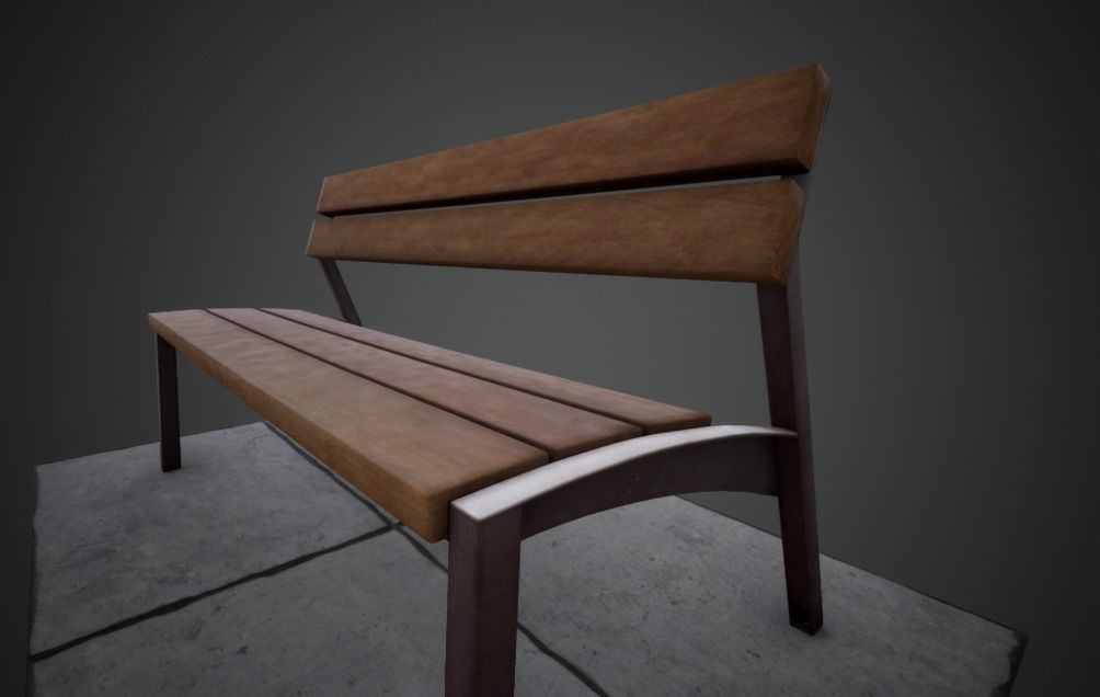 3D modern low poly PBR bench Low-poly 3D model_5