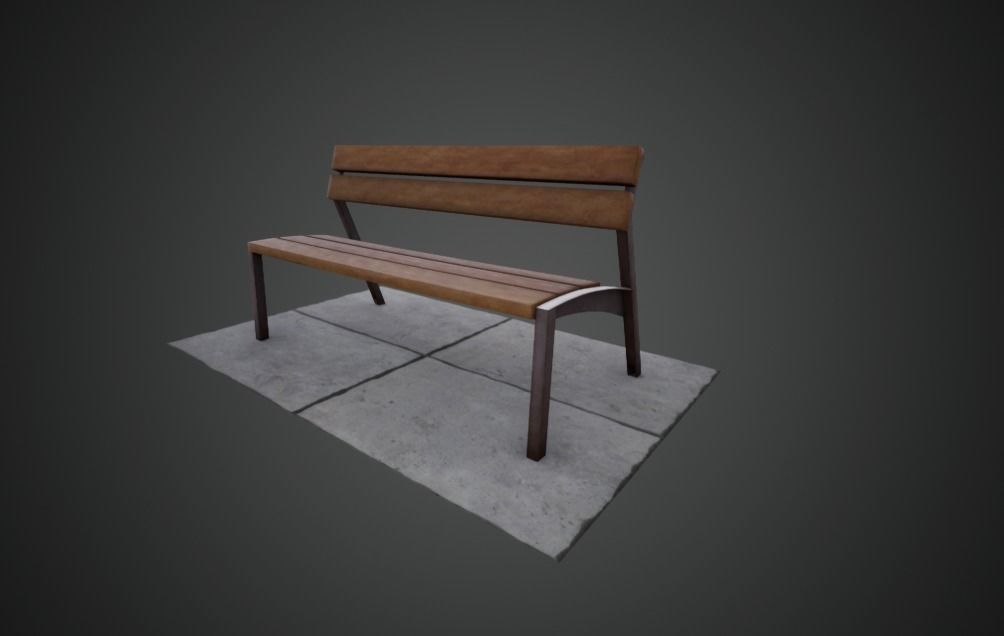 3D modern low poly PBR bench Low-poly 3D model_7