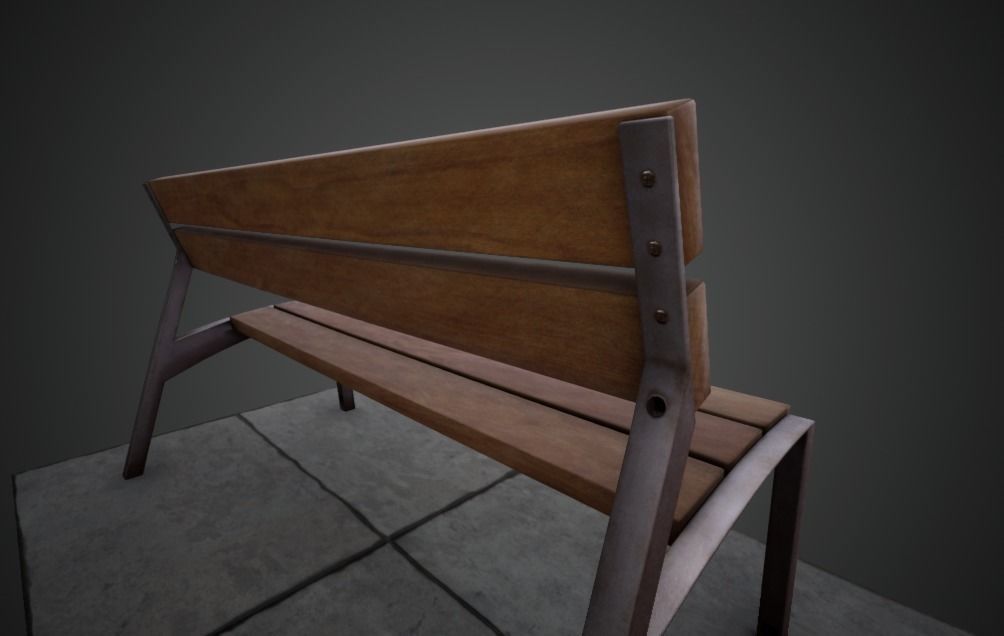 3D modern low poly PBR bench Low-poly 3D model_3
