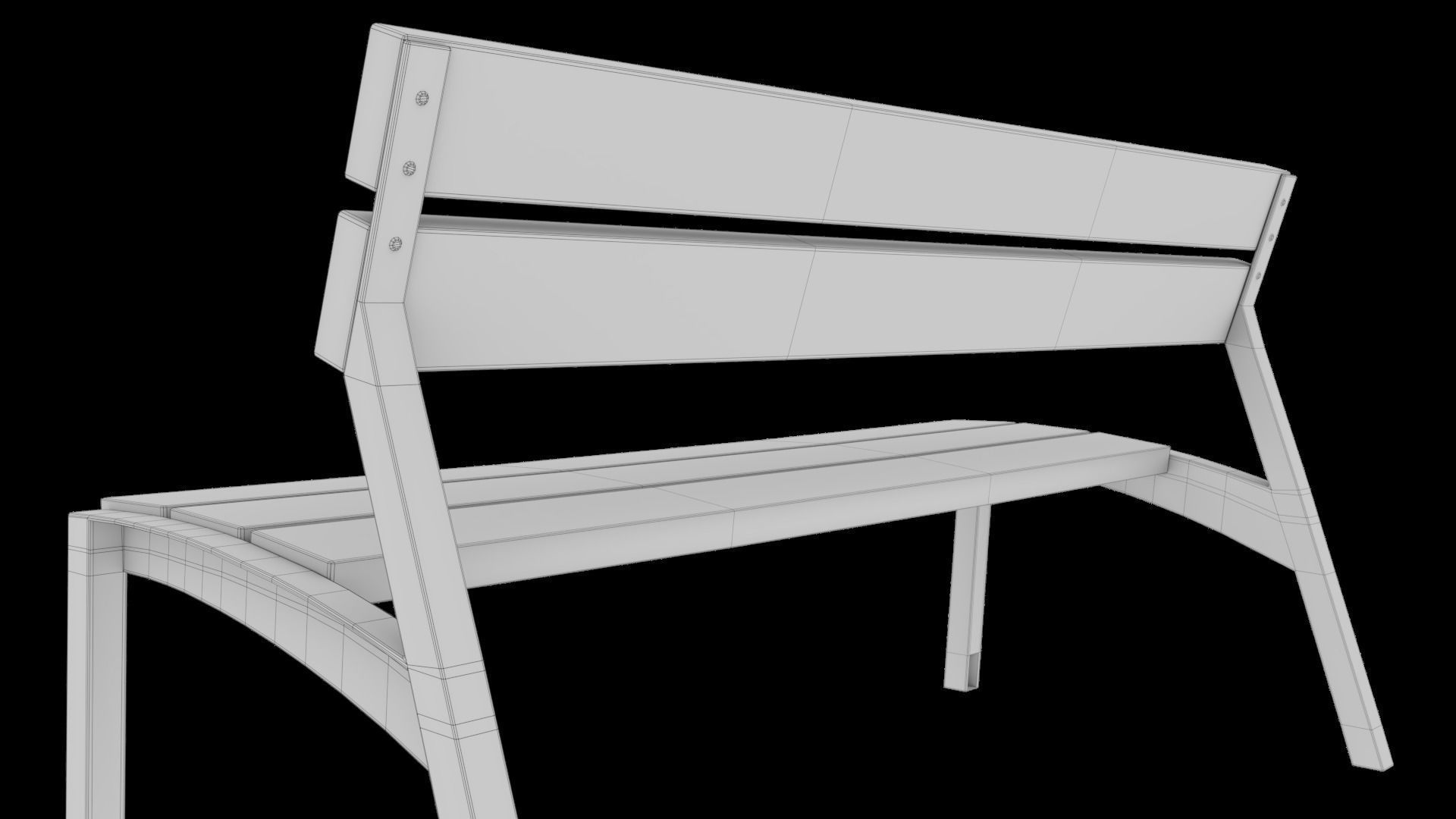 3D modern low poly PBR bench Low-poly 3D model_10